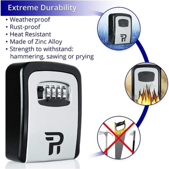 Key Lock Box for Outside - Rudy Run Wall Mount Lockbox for House Keys Outdoor - Picture 4 of 6